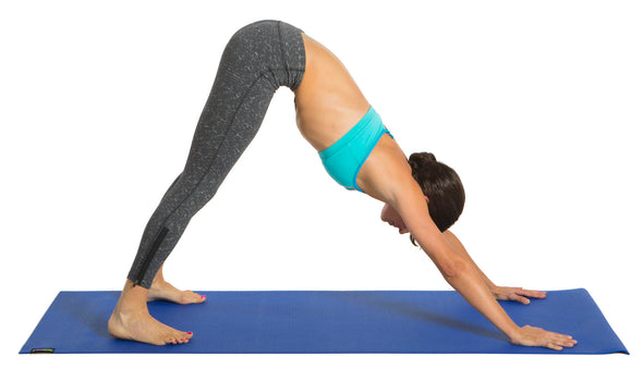 Female using blue Yoga Mat