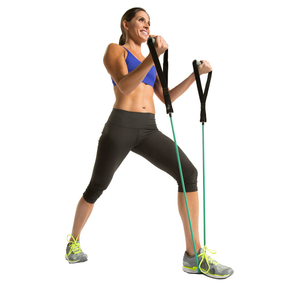 Female performing bicep curl w/ Power Tube with Handles
