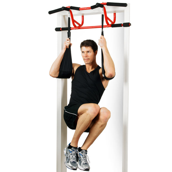 Man utilizing the Elevated Chin Up Ab Straps