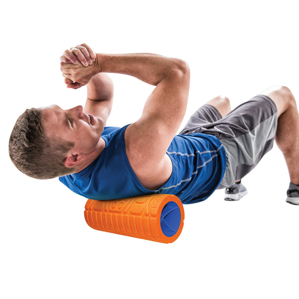 Male rolling upper back with 13" Go Roller