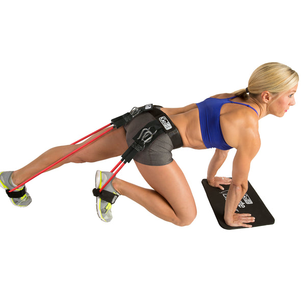 Female performing Mountian Climbers with Glute Blaster Belt