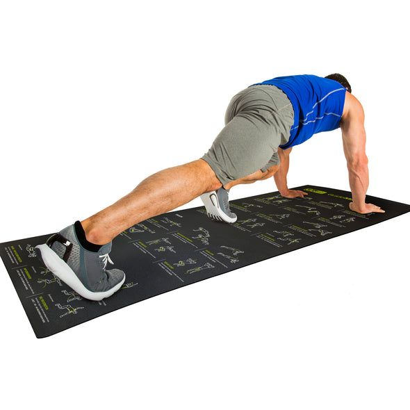 Male performing Mountain Climbers w/ Guide Mat