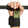 Pro Go Grips with Wrist Wraps on hand and wrapped around bar