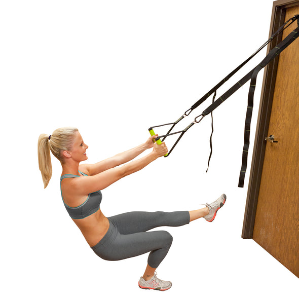 Female utilizing Gravity Straps Body Weight Trainer