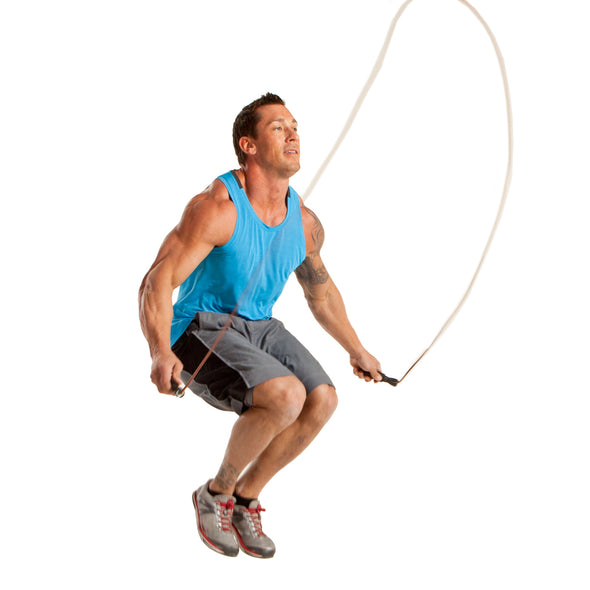 Male jumping w/ Leather Jump Rope