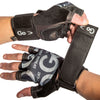 Premium Leather Elite Trainer Wrist Wrap Gloves on hands