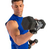 Male performing bicep curls with gloves on
