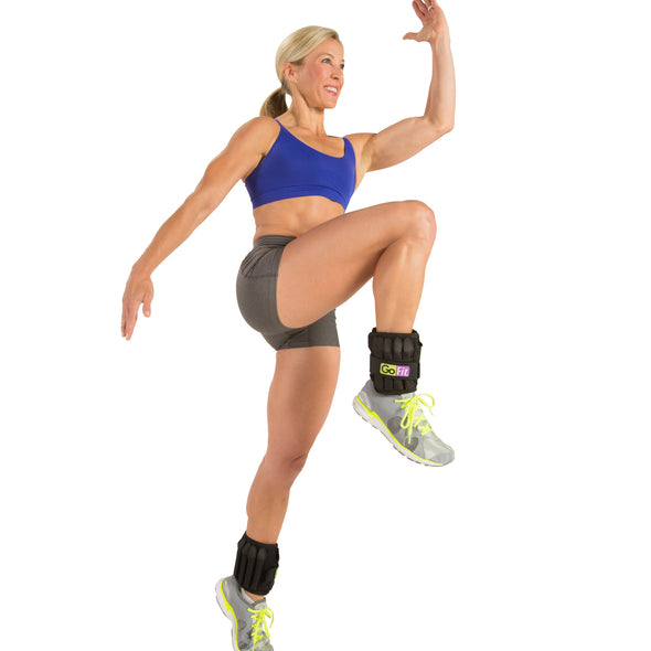 Female performing Knee Ups  w/ Padded Pro Ankle Weights