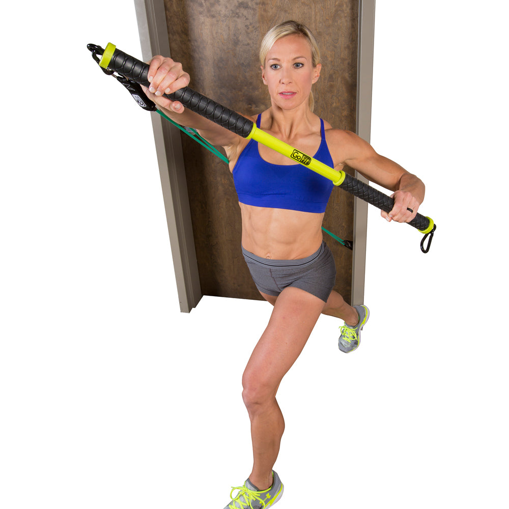 GoFit GoBarre Home Workout Set – Adjustable, Portable Ballet Barre  w/Resistan